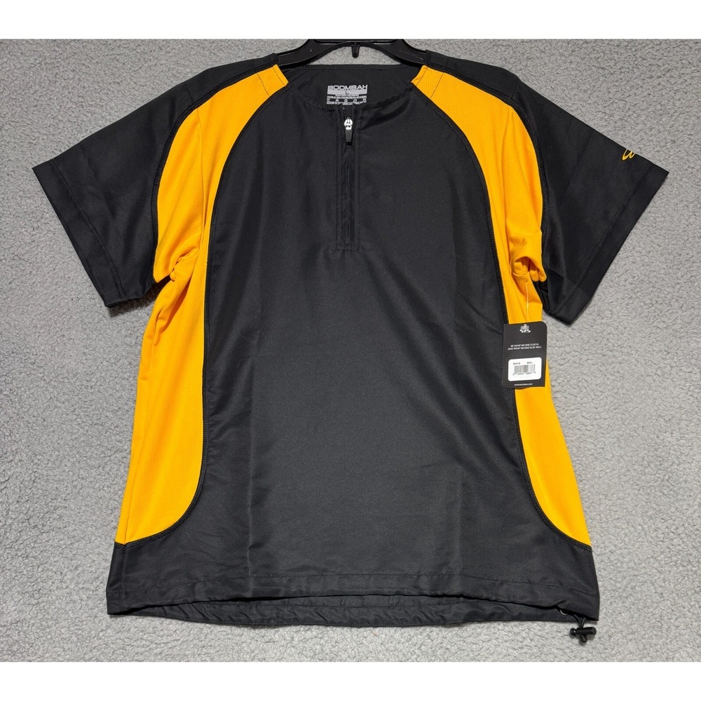 Boombah Explosion 1/4 Zip Short Sleeve Pullover shirt Black Yellow Mens Large
